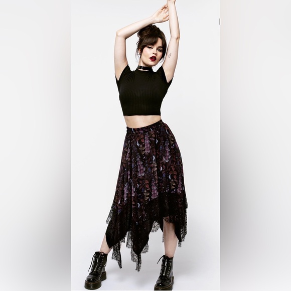 Disturbia Foxglove Chiffon Handkerchief Hem Skirt - Picture 2 of 8